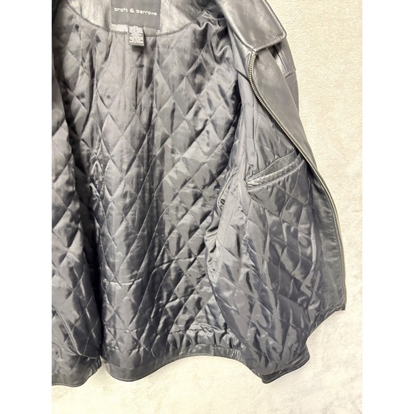 Croft & Barrow Mens Genuine Leather Jacket XLT Black Zip Front Collared Bomber - Picture 10 of 14
